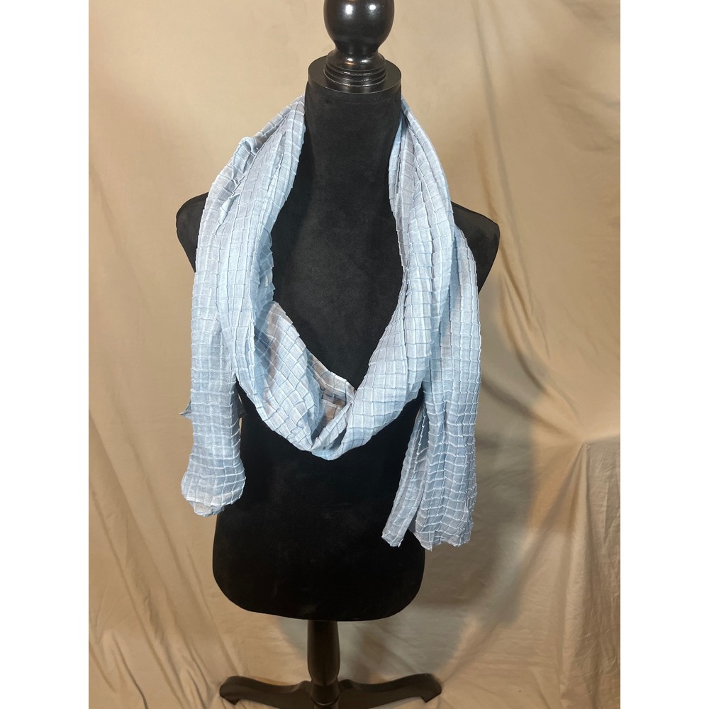 Unbranded Light Blue‎ Textured Grid Infinity Scarf Lightweight Sheer Loop Scarf